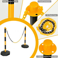 Load image into Gallery viewer, 6 Pack 34" Traffic Delineator Poles with 5FT Chains and Fillable Base-Yellow