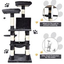 Load image into Gallery viewer, 55" Multi-Level Kitten Activity Tower with Hammock-Gray