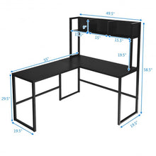 Load image into Gallery viewer, Industrial L-Shaped Desk Bookshelf 55" Corner Computer Gaming Table-Black