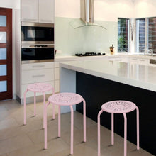 Load image into Gallery viewer, Set of 6 Stackable Backless Round Metal Stool Set-Black