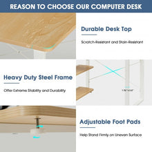 Load image into Gallery viewer, Reversible Computer Desk Study Table Home Office w/Adjustable Bookshelf-Natural