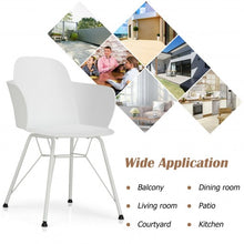 Load image into Gallery viewer, Set of 2 Metal Frame Modern Petal-Shape Plastic Dining Chair-White