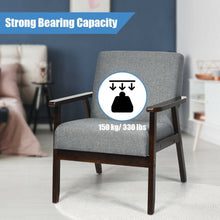 Load image into Gallery viewer, Solid Rubber Wood Fabric Accent Armchair-Gray