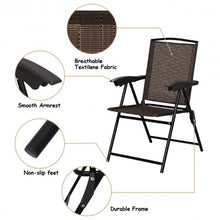 Load image into Gallery viewer, 4 pcs Folding Sling Chairs with Steel Armrest and Adjustable Back