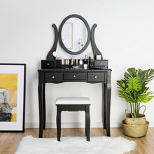 Load image into Gallery viewer, Vanity Set with Removable Makeup Organizer-Black