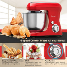 Load image into Gallery viewer, 5.3 Qt Stand Kitchen Food Mixer 6 Speed with Dough Hook Beater-Red