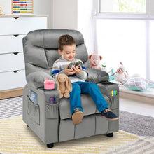 Load image into Gallery viewer, Adjustable Lounge Chair with Footrest and Side Pockets for Children-Gray