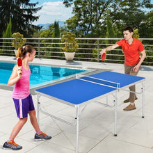 Load image into Gallery viewer, 60 Inches Portable Tennis Ping Pong Folding Table with Accessories-Blue