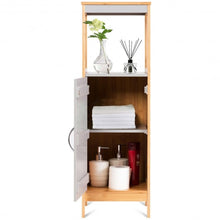 Load image into Gallery viewer, Bathroom Floor Cabinet Freestanding Single Door Bamboo 3-Tier Storage
