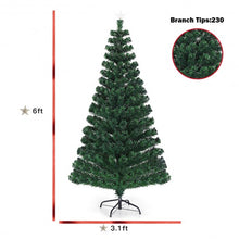 Load image into Gallery viewer, 5'/6'7' LED Fiber Optic Artificial Christmas Tree w/ Top Star-6'