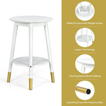 Load image into Gallery viewer, 2-Tier Round End Table with Storage Shelf for Home Office Decor Accent Side Table