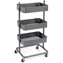 Load image into Gallery viewer, 3 Tier Metal Rolling Utility Storage Cart