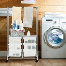 Load image into Gallery viewer, 6 Drawer Rolling Storage Cart with Hanging Bar -Clear