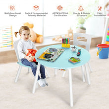 Load image into Gallery viewer, Wood Activity Kids Table and Chair Set with Center Mesh Storage for Snack Time and Homework-Green