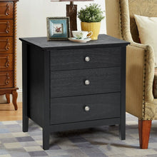 Load image into Gallery viewer, Nightstand Beside End Side Table Organizer with 3 Drawers-Black