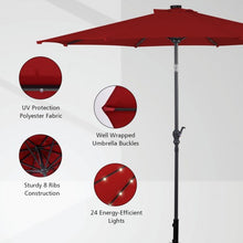 Load image into Gallery viewer, 10FT Patio Solar Umbrella LED Patio Market Steel Tilt W/ Crank Outdoor New-Burgundy