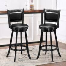 Load image into Gallery viewer, Set of 2 29" Swivel Bar Height Stool Wood Dining Chair Barstool-Black