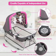 Load image into Gallery viewer, 4-in-1 Convertible Portable Baby Playard Newborn Napper with Music and Toys-Pink