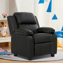 Load image into Gallery viewer, Kids Deluxe Headrest Recliner Sofa Chair with Storage Arms-Black