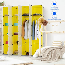 Load image into Gallery viewer, DIY Cube Portable Closet Wardrobe Storage Cabinet with Doors-Yellow