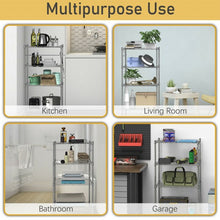 Load image into Gallery viewer, 4-Wire Shelving Metal Adjustable Storage Rack with Removable Hooks-Silver