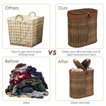 Load image into Gallery viewer, Handwoven Laundry Hamper Basket with 2 Removable Liner Bags-Brown