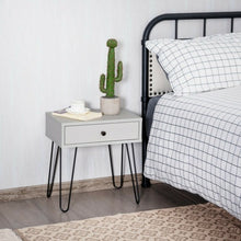 Load image into Gallery viewer, Nightstand Sofa End Table with One Drawer and Steel Pipe