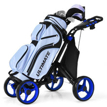 Load image into Gallery viewer, Lightweight Foldable Collapsible 4 Wheels Golf Push Cart-Blue