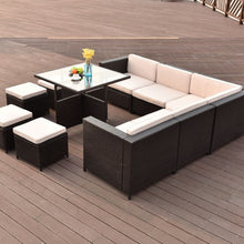 Load image into Gallery viewer, 10 pcs Outdoor Rattan Wicker Furniture Set with a Unique Coffee Table