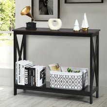 Load image into Gallery viewer, 2-Tier Console X-Design Sofa Side Accent Table-Wood Grain