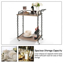 Load image into Gallery viewer, 2-Tier Rolling Kitchen Bar Serving Cart