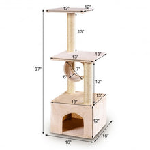 Load image into Gallery viewer, 37" Cat Tree Condo Scratch Post Kitten Pet House-Beige