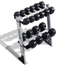 Load image into Gallery viewer, 2 Tier 29" Dumbbell Weight Storage Rack + Multiple Weights Set