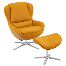 Load image into Gallery viewer, Swivel Top Grain Leather Lounge Armchair Rocking Chair with Ottoman-Yellow