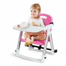 Load image into Gallery viewer, Baby Booster Folding Travel High Chair with Safety Belt & Tray-Pink