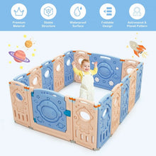 Load image into Gallery viewer, 16-Panel Foldable Playpen Kids Activity Center with Lockable Door