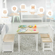 Load image into Gallery viewer, 4 PCS Kids Wood Table Chairs Set -Natural