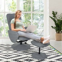 Load image into Gallery viewer, Fabric Massage Swivel Lounge Recliner with Ottoman-Gray