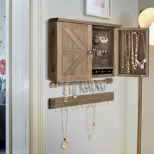 Load image into Gallery viewer, Vintage Wood Wall Mounted Jewelry Organizer Barndoor Decor Jewelry Holder Box