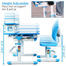 Load image into Gallery viewer, Height Adjustable Kids Desk and Chair Set-Blue