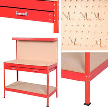 Load image into Gallery viewer, Steel Frame Storage Work Bench with Drawer-Red