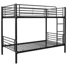 Load image into Gallery viewer, Metal Twin Over Twin Bunk Beds with a Ladder-Black