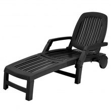 Load image into Gallery viewer, Adjustable Patio Sun Lounger with Weather Resistant Wheels-Black