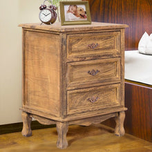 Load image into Gallery viewer, Storage Solid Wood End Nightstand w/ 3 Drawers -Coffee