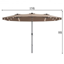 Load image into Gallery viewer, 15 Ft Patio LED Crank Solar Powered 36 Lights Umbrella-Tan