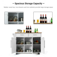 Load image into Gallery viewer, Kitchen Island Trolley Cart Wood Top Rolling Storage Cabinet-White