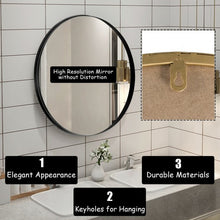 Load image into Gallery viewer, 27.5" Modern Metal Wall-Mounted Round Mirror for Bathroom-Black