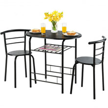 Load image into Gallery viewer, 3 pcs Home Kitchen Bistro Pub Dining Table 2 Chairs Set-Black