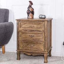 Load image into Gallery viewer, Storage Solid Wood End Nightstand w/ 3 Drawers -Coffee
