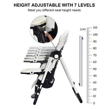 Load image into Gallery viewer, Foldable High chair with Multiple Adjustable Backrest-White